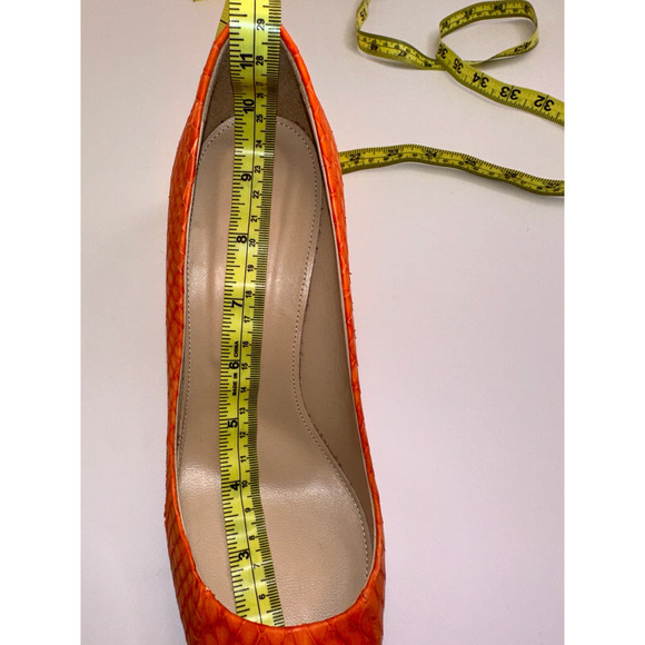 J. Crew Collection Orange Matte Python Heels Pumps Size 7 $378 Italy 90715 New - Picture 11 of 16